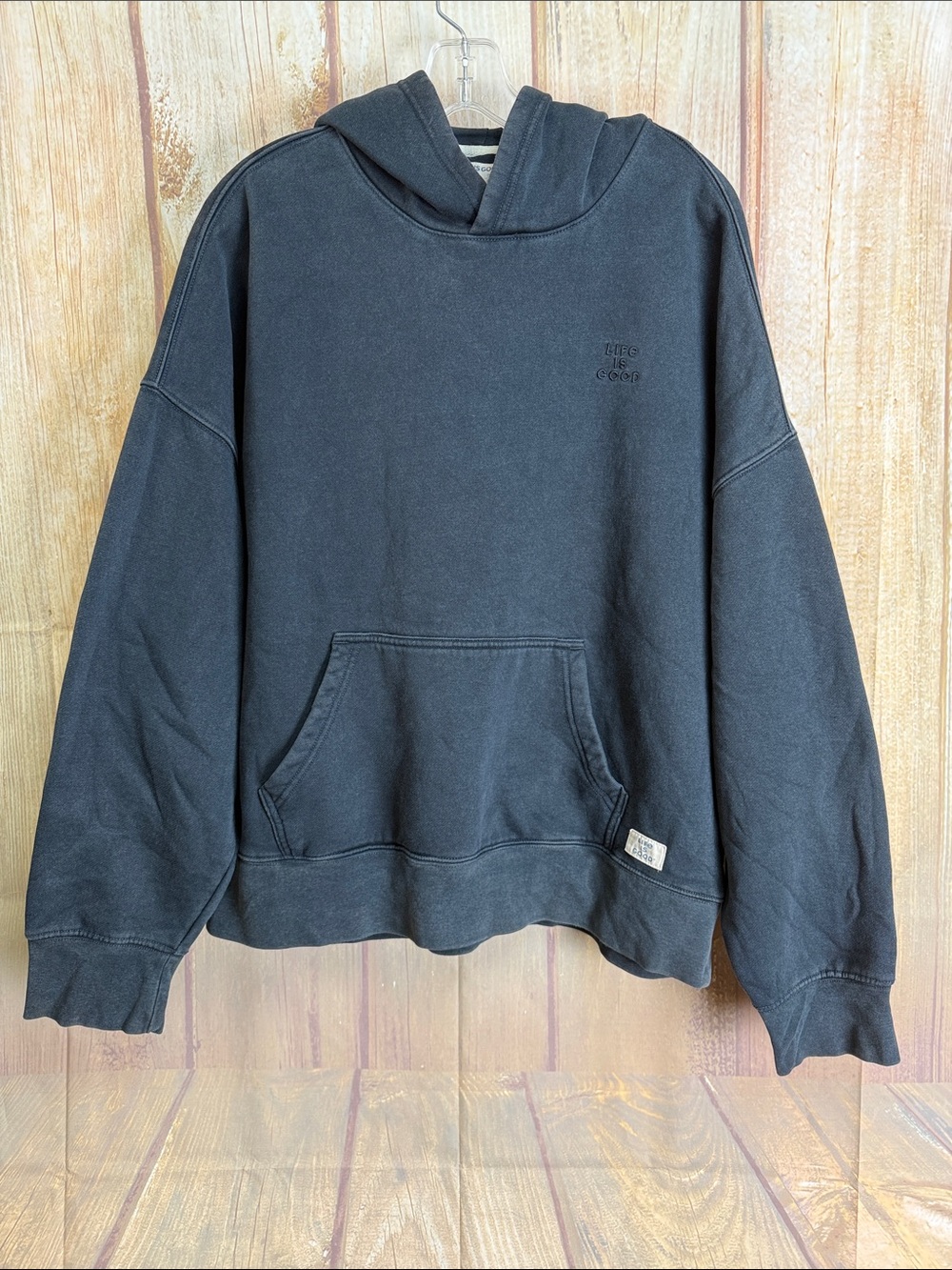 Life is Good Women’s Crusher Box Hoodie in Black Size Large